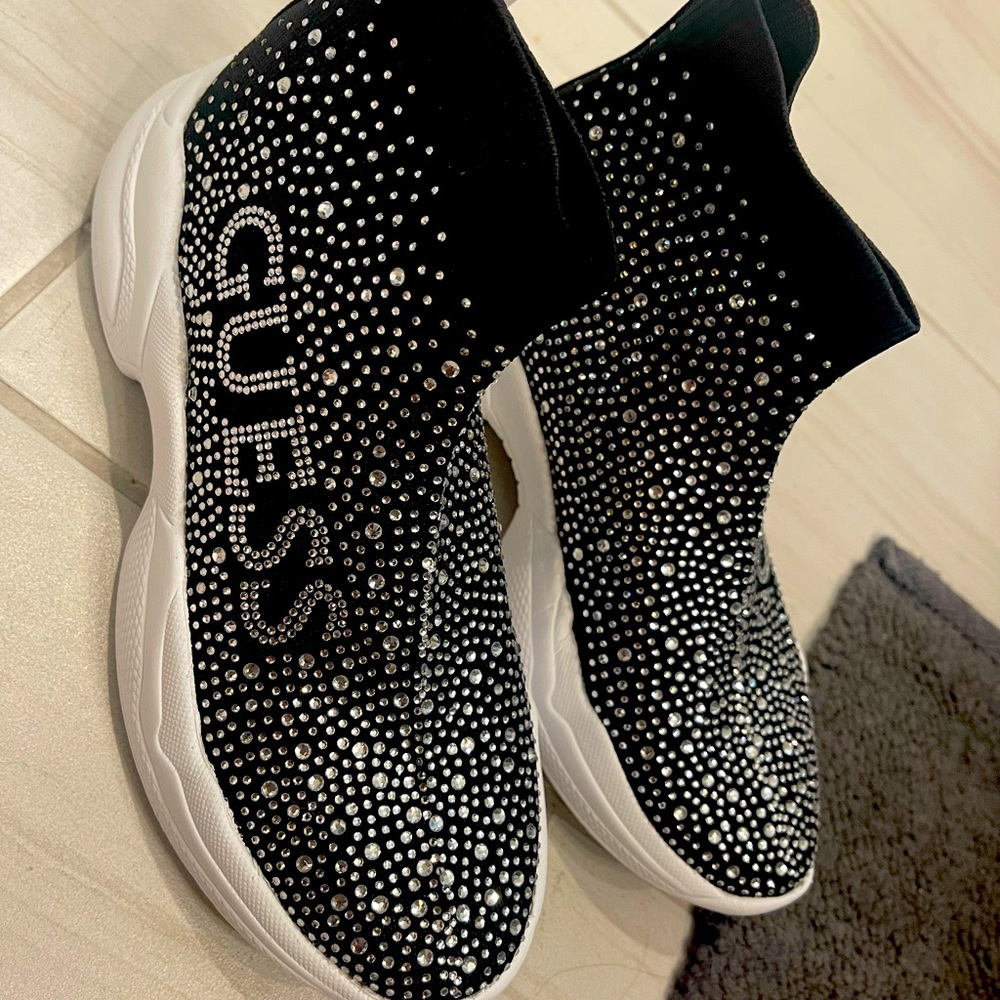 Guess Sneakers Sock Sneaker Tennis Rhinestones Black